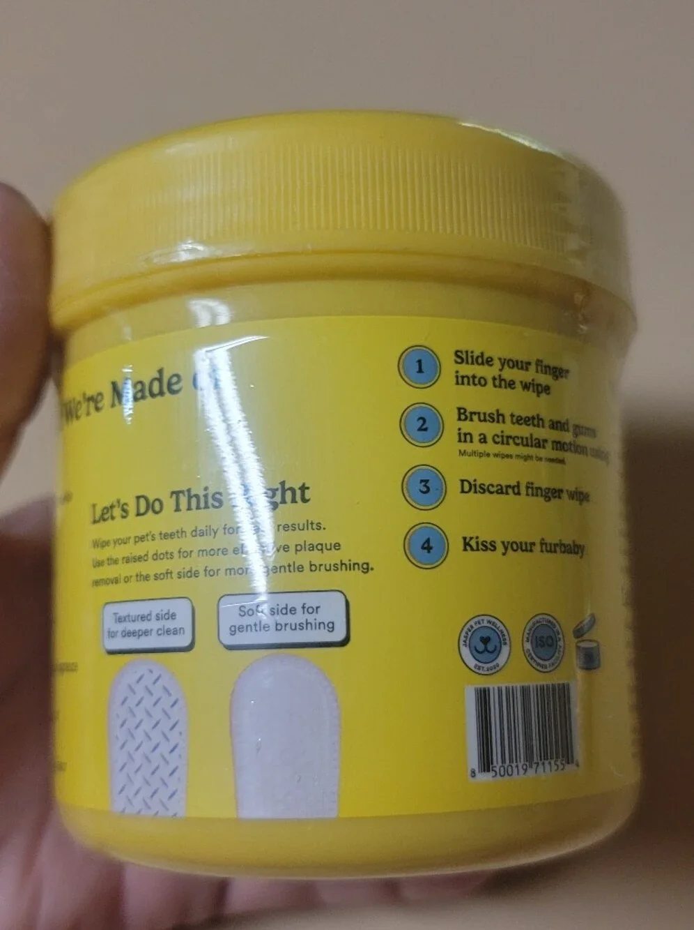 jasper Coconut Dog & Cat Dental Wipes — Yellow